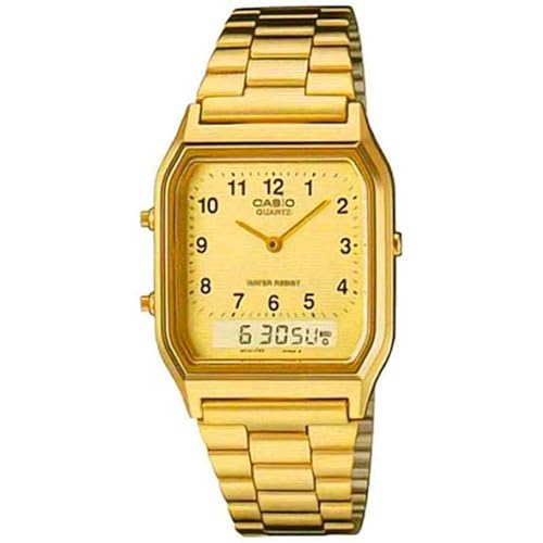 AQ-230GA-9D shown for Casio AQ-230GA-9D vs AQ-230A-1DMQYEF: Gold or Silver Combi Watch?