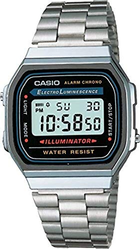 A168W-1 shown for Casio A168W-1 vs F105W-1A: Steel Bracelet or Resin Illuminator?