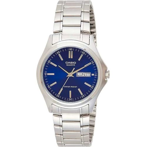 MTP1239D-2A shown for Casio MTP1239D-2A vs MTP1370L-7A: Steel Day-Date or Leather Day-Date?
