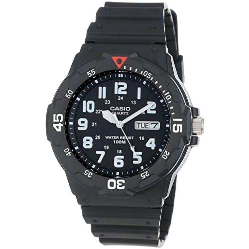 MRW200H-1BV shown for Casio MRW200H-1BV Buying Guide: Black Resin Day-Date Watch