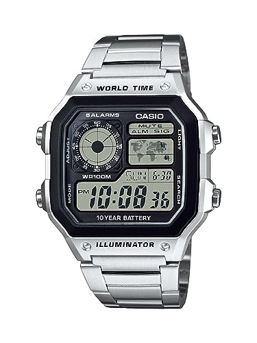 AE1200WHD-1A shown for Casio AE1200WHD-1A vs AE-1200WHD-1AVEF: Which Steel World-Time Listing?