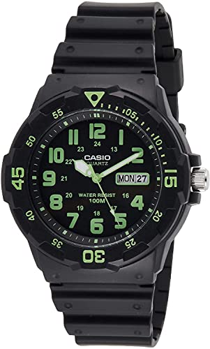 MRW200H-3BV shown for Casio MRW200H-3BV Buying Guide: Black-Green Dive-Style Watch