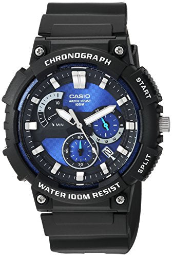 MCW200H shown for Casio MCW200H Buying Guide: Black-Blue Retrograde Chronograph