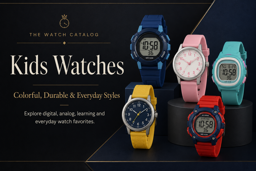 Kids Watches collection featuring colorful digital, analog, learning, alarm, and durable everyday watch styles for children.