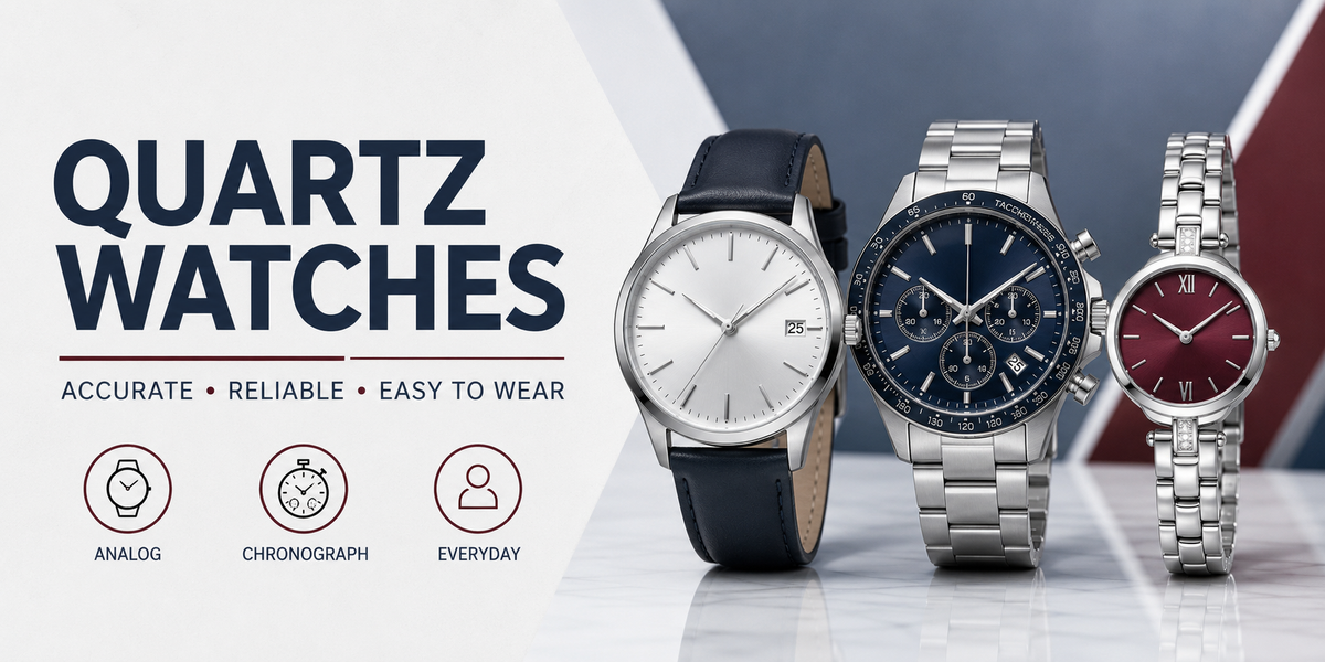 Quartz watches in analog, chronograph and everyday styles