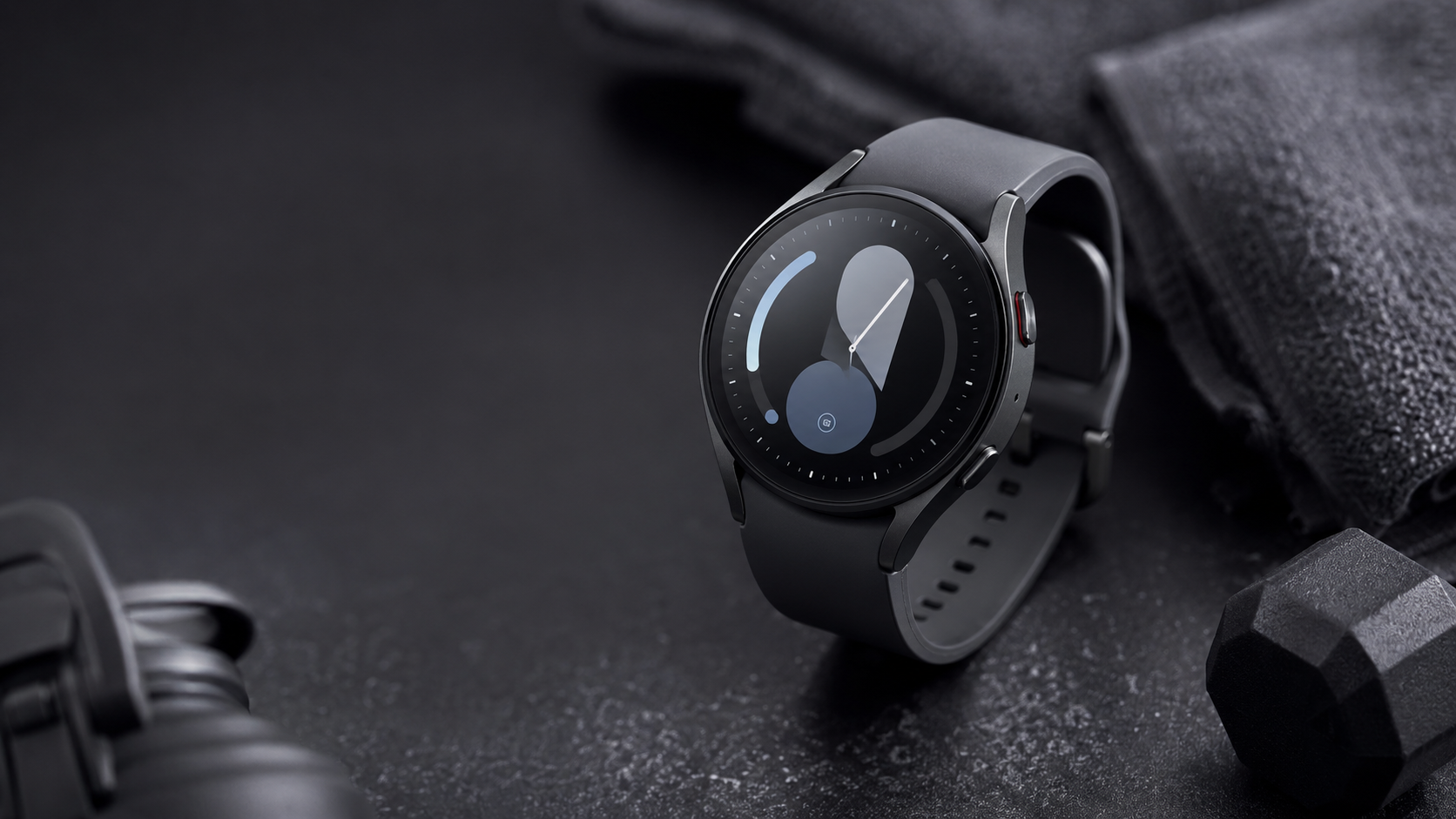 Round graphite smartwatch for Samsung Galaxy Watches collection