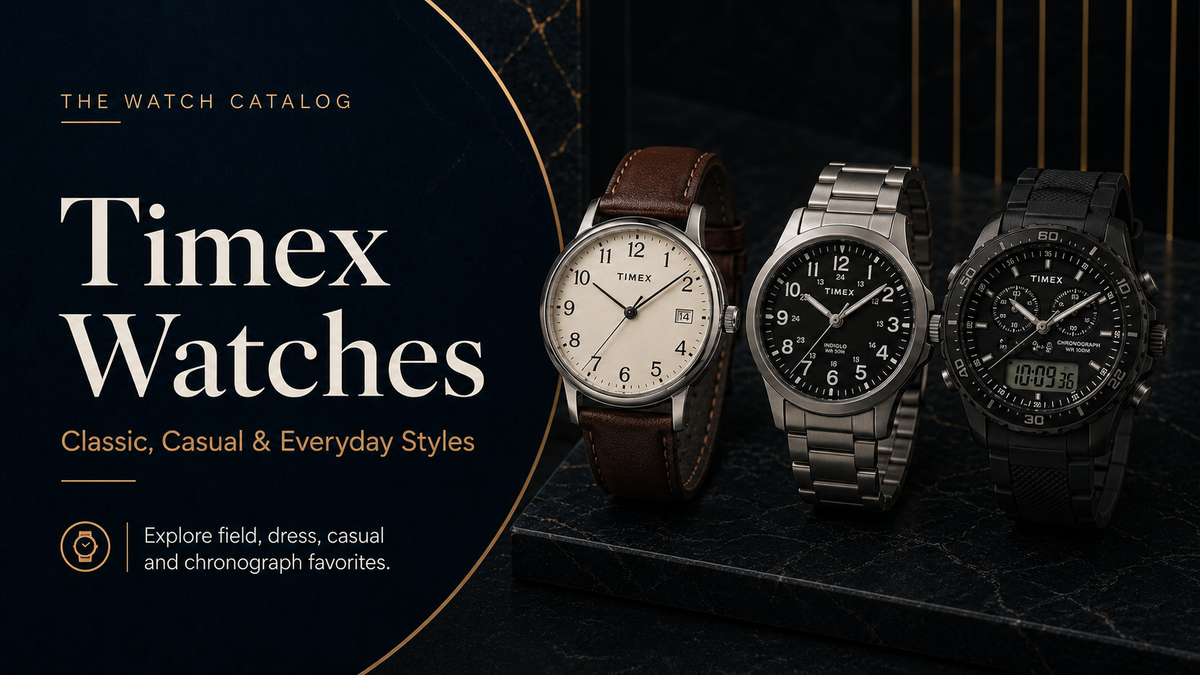 Timex Watches collection featuring classic, field, casual, dress, and chronograph watch styles.