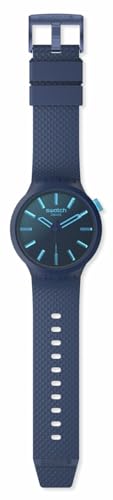Swatch Big Bold Biosourced Lacquered Unisex Watch Casual Polymer Blue Automatic Waterproof Indigo Glow