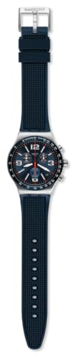 Swatch I New Chrono Unisex Watch Dress Stainless Steel Blue Quartz Waterproof Blue Grid