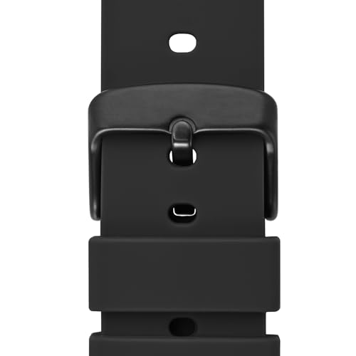 WOCCI 18mm Silicone Watch Band, Quick Release Rubber Replacement Strap with Black Stainless Steel Buckle (Black)