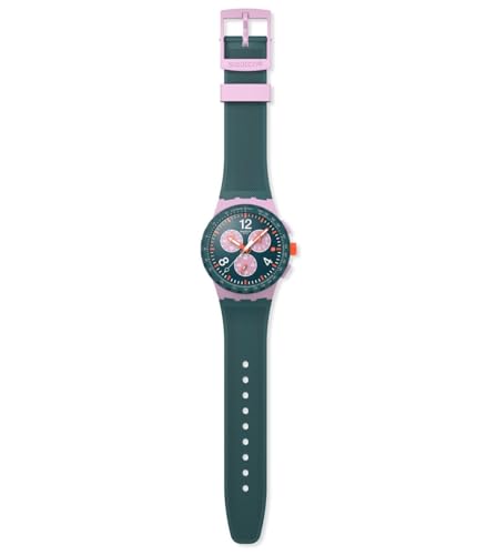 Swatch Unisex Casual Watch Green Polymer Quartz Moment of Rose