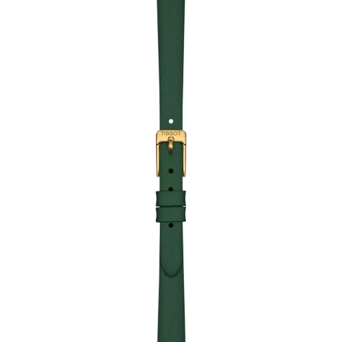 Tissot Womens Tissot Lovely Round 316L Stainless Steel case with Yellow Gold PVD Coating Quartz Watch, Green, Leather, 6 (T1400093609100)