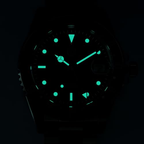 watchdives GMT Watches for Men WD0014 Dual Time Zone Dive Watch NH34 Automatic Vintage Wristwatch 40mm Aluminum Bezel (Black White/Red Blue)