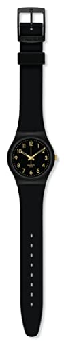 Swatch Gent Biosourced Unisex Watch Casual Plastic Black Quartz Waterproof Golden Tac