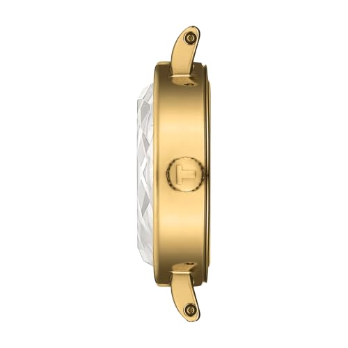Tissot Womens Tissot Lovely Round 316L Stainless Steel case with Yellow Gold PVD Coating Quartz Watch, Green, Leather, 6 (T1400093609100)