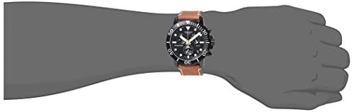 Tissot Mens Seastar 1000 Chronograph 316L Stainless Steel case with Black PVD Coating Quartz Watch, Beige, Leather, 22 (T1204173605100)
