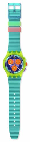 Swatch Chrono 42 Unisex Watch Dress Stainless Steel Multicolor Quartz Waterproof Swatch Neon Wave