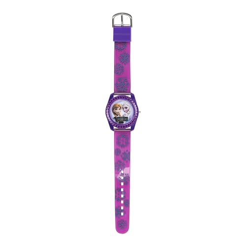 Disney Frozen Kids Digital Watch – Anna & Elsa LCD Timepiece, Purple Printed Strap, Easy-Read Display, Lightweight & Comfortable – Fits Wrists 5.5" to 8"