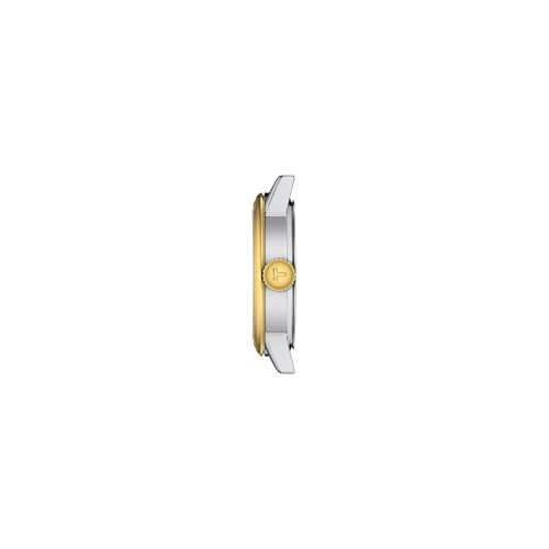 Tissot Womens Classic Dream Lady 316L Stainless Steel Case with Yellow Gold PVD Coating Quartz Watch, Yellow/Grey Dial (T1292102203100)