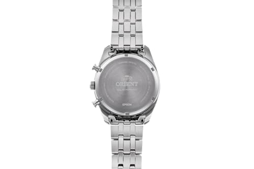 Orient Stretto Solar Chronograph 40mm White Dial Steel Strap Men's Watch RA-TX0305S10B