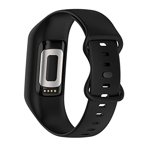 Gheper Soft Watchband Compatible with Fitbit Charge 6, Charge 5, Charge 4, Charge 3/3SE Silicone Wristband All-round Protective Band Replacement Strap (Black)