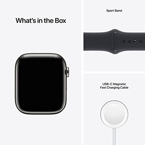 Apple Watch Series 7 (GPS + Cellular, 45MM) Graphite Stainless Steel Case with Midnight Sport Band (Renewed)