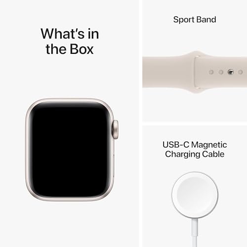 Apple Watch SE (2nd Gen) (GPS, 40mm) - Starlight Aluminum Case with Starlight Sport Band, S/M (Renewed Premium)