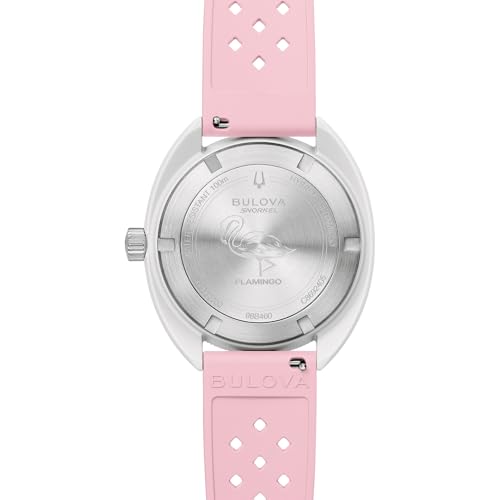 Bulova Men's Oceanographer Snorkel Ceramic Case and White Perforated Rubber Strap Watch, Day Date 100M WR