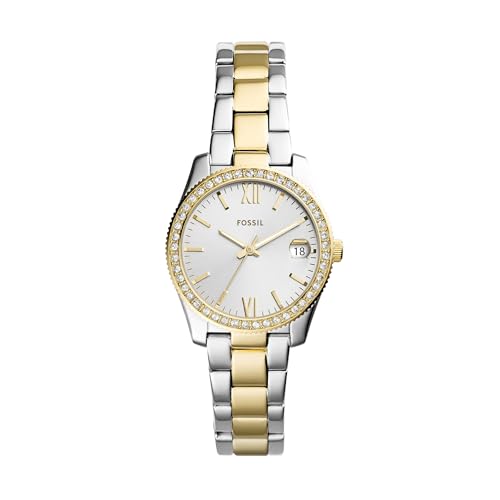 Fossil Women's Watch, Scarlette Quartz Stainless Steel Three-Hand Watch for Women, Color: Gold/Silver (Model: ES4319)