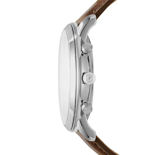 Fossil Men's Watch, Neutra Quartz Stainless Steel and Chronograph Leather Watch for Men, Color: Silver, Brown