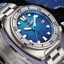 ADDIESDIVE Mens Automatic Dive Watch Stainless Steel NH35A Mechanical Movement 200M Waterproof Blue Deep Sea Dial