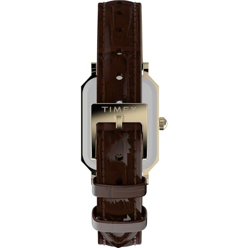 Timex Women's Dress 21mm Watch - Brown Strap White Dial Gold-Tone Case