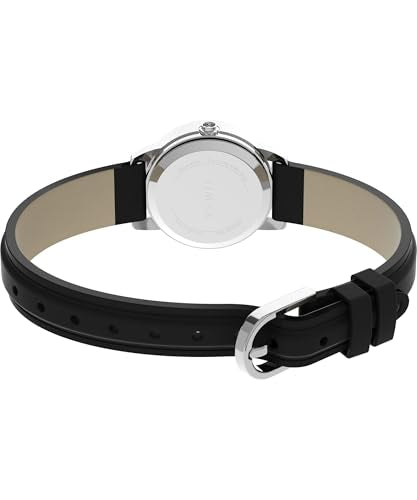 Timex Women's Easy Reader 25mm Watch – Silver-Tone Case White Dial with Black Leather Strap