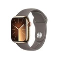 Apple Watch Series 9 [GPS + Cellular, 41mm] - Gold Stainless Steel Case with Clay Sport Band, S/M (Renewed)