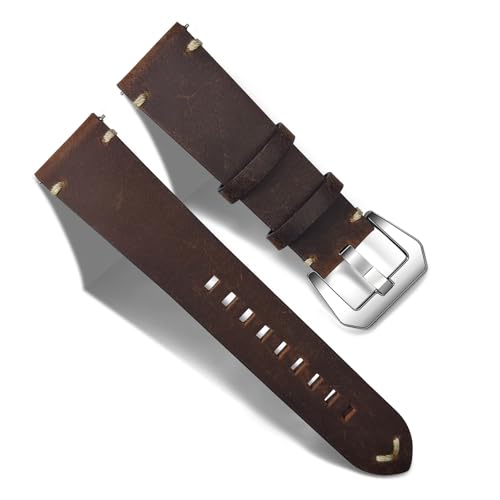RBIPO Leather Watch Band, Quick Release Oil Wax Leather Watch Strap, with Stainless Steel Buckle 20mm 22m 24mm