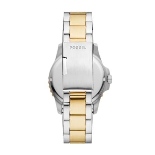 Fossil Men's 42mm Blue Quartz Stainless Steel, Gold/Silver/Blue Dive-Inspired Three-Hand Watch, FS6034