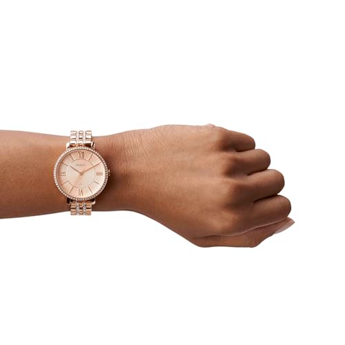 Fossil Women's Jacqueline Quartz Stainless Steel Watch, Rose Gold Glitz – Fossil Watches for Women
