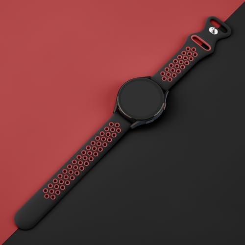 Meliya 20mm 22mm Watch Bands Quick Release Replacement Wristband, Soft Silicone Bands Breathable Sport Replacement Straps for Men Women (22mm, Black-Red)