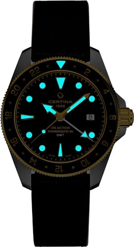 Certina, Mens, DS Action GMT 41mm, Stainless Steel, Powermatic 80 Automatic, Watch, Black, Brown Leather, C0329292605100