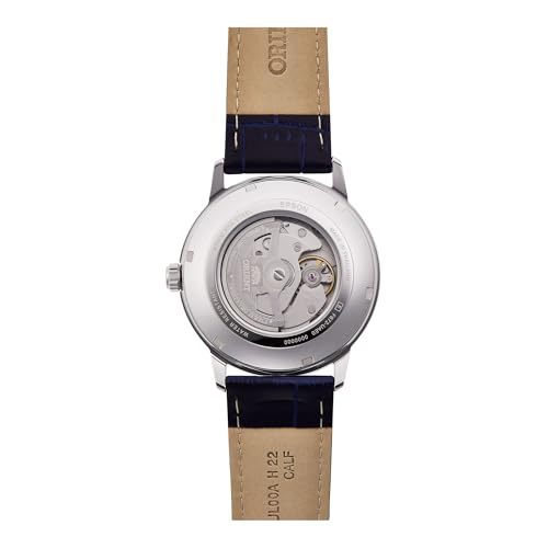 Orient Contemporary Symphony Iii Male Automatic Hand Winding Wristwatch - Mechanical Casual Leather Blue Band Stainless Steel Case Analog Blue Dial - RA-AC0F06L