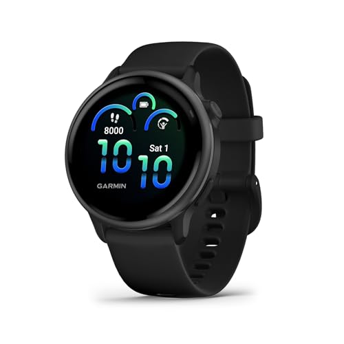 Garmin Vivoactive 6 Fitness GPS Smartwatch AMOLED Display Slate with Black Silicone Band, 11-Day Battery, 80+ Sports Modes, Activity Tracking Smart Features, Music, Contactless Payments Bundle