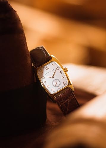 Hamilton American Classic Boulton Quartz Men's Watch, 27mm x 32mm Stainless Steel Case, Swiss Made, White Dial Analog Wrist Watch for Men, 30m Waterproof, Mineral Crystal, Cow Leather Strap