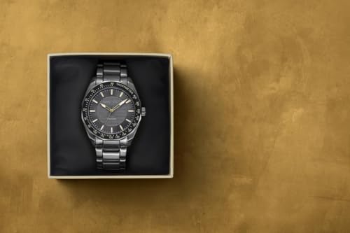 Perry Ellis Solar Men’s Watch – Round Gunmetal Dial and Alloy Band, Water-Resistant Analog