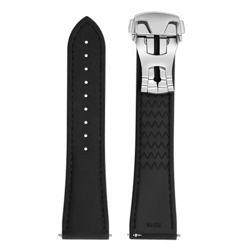 ULLCHRO Watch Strap Watch Band 20mm 22mm Man Waterproof Quick Release Bands Sport Replacement Strap Soft FKM Rubber Watchband (20mm, Black&Black)