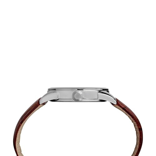 Timex Men's Easy Reader 38mm Watch – Silver-Tone Case Blue Dial with Brown Croco Leather Strap