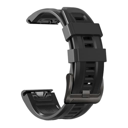 26mm Watch Band for Garmin Fenix 7X/Fenix 6X/Fenix/5X/Fenix 3/Fenix 3 HR, Soft Silicone Band Strap Wristband with Quick Fit for Garmin Smart Watch (Black)