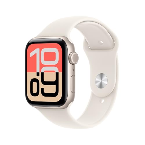 Apple Watch SE 3 [GPS + Cellular 44mm] Smartwatch with Starlight Aluminum Case with Starlight Sport Band - M/L. Fitness and Sleep Trackers, Heart Rate Monitor, Always-On Display, Water Resistant
