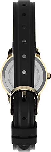 Timex Women's Easy Reader 25mm Watch – Gold-Tone Case White Dial and Date with Black Leather Strap