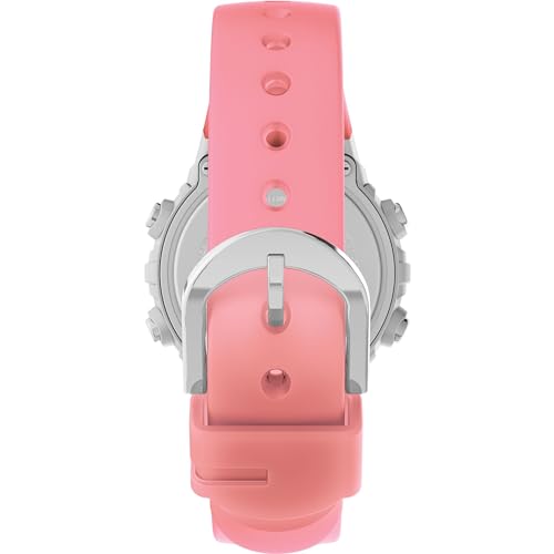 Timex Men's Digital 33mm Watch - Pink Strap Digital Dial Silver-Tone Case