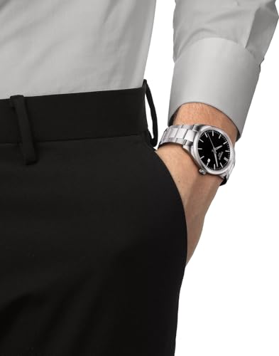 Tissot PR 100 40mm, Swiss Quartz Watch for Men, Stainless Steal Case, Black Dial, T1504101108100